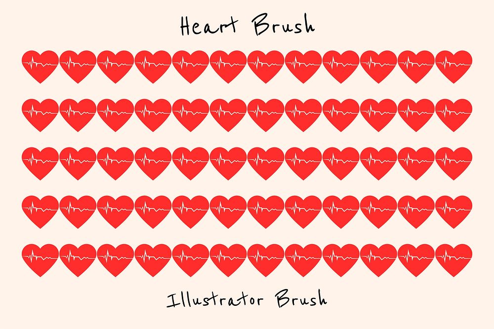 Heartbeat pattern illustrator brush vector add-on set