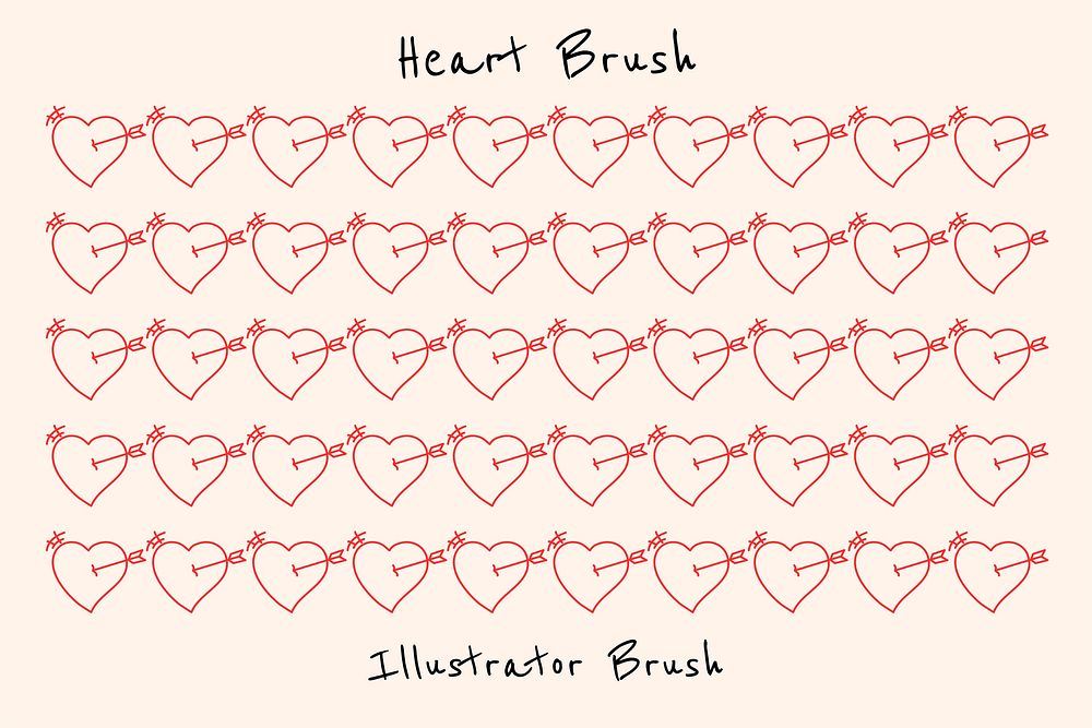 Arrow heart illustrator brush, love pattern vector add-on set