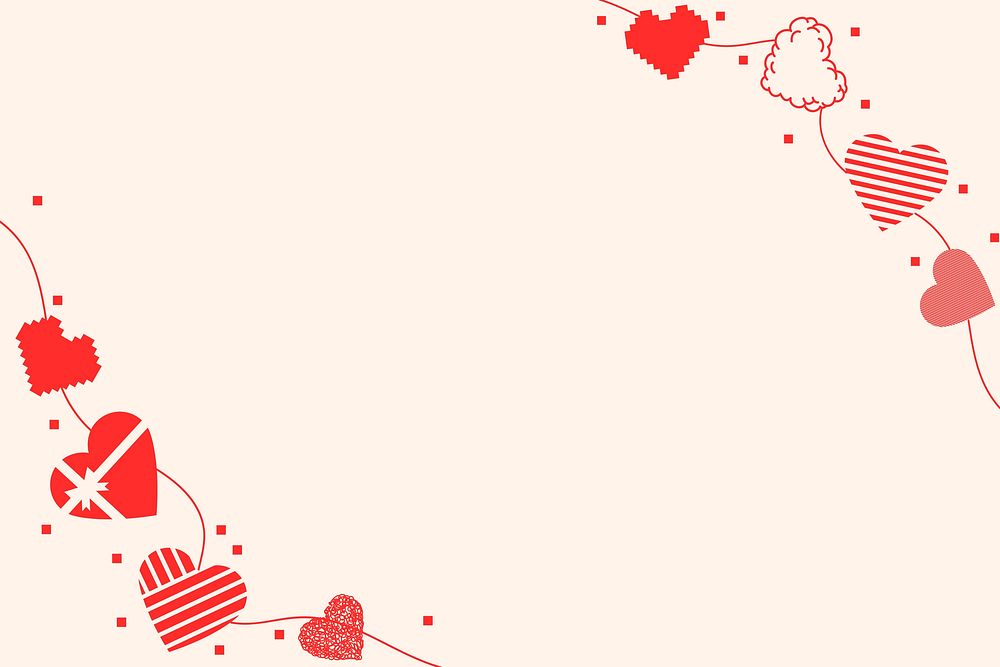 Cute heart border frame vector, Valentine day background design