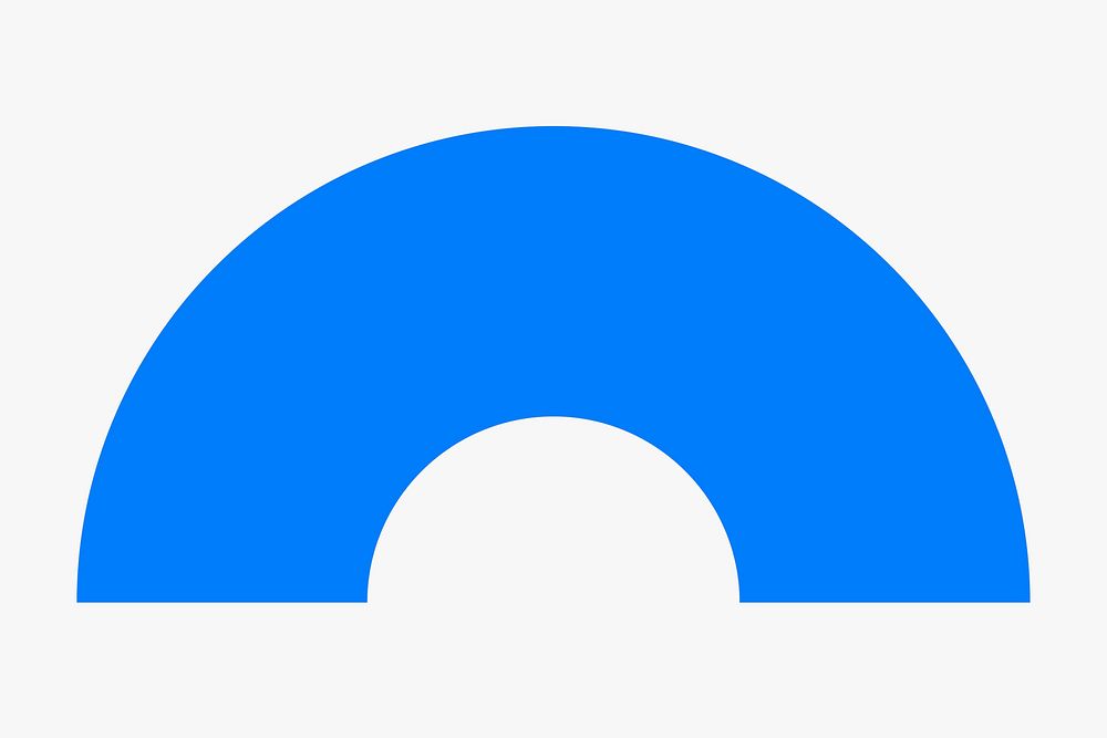 Semi-circle sticker geometric shape, blue retro flat clipart vector