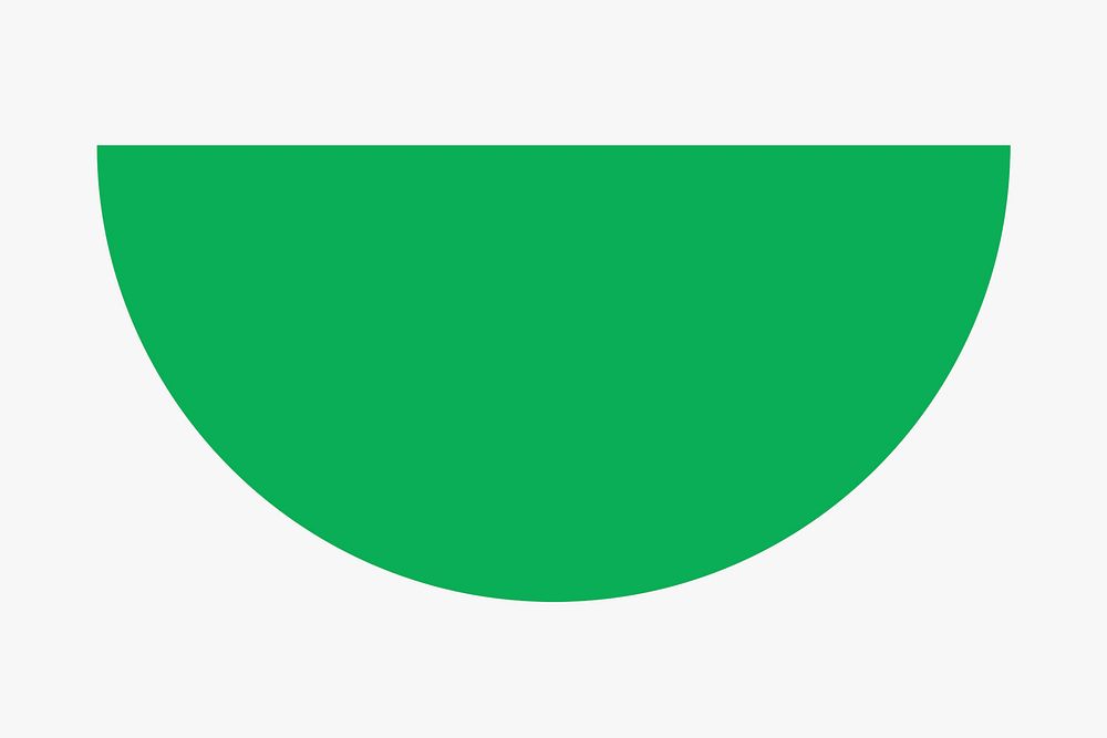 Semi-circle sticker geometric shape, green retro flat clipart psd