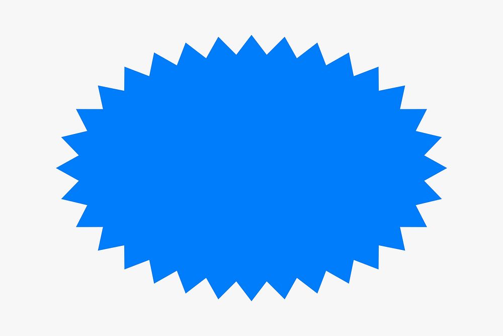 Shape badge sticker, blue retro flat clipart psd
