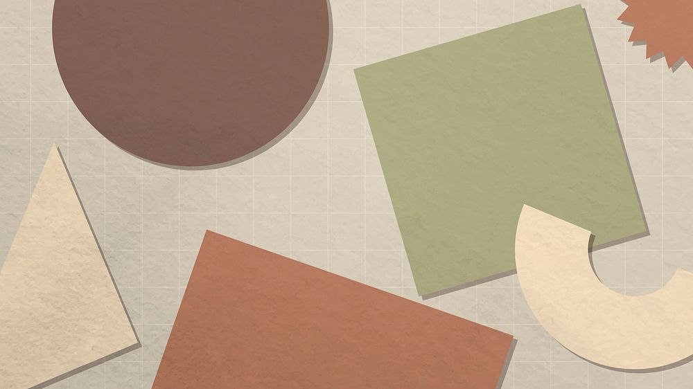 Abstract memphis desktop wallpaper, earth tone geometric shapes vector