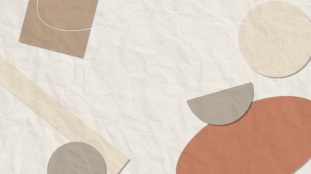 Abstract memphis desktop wallpaper, earth tone geometric shapes vector