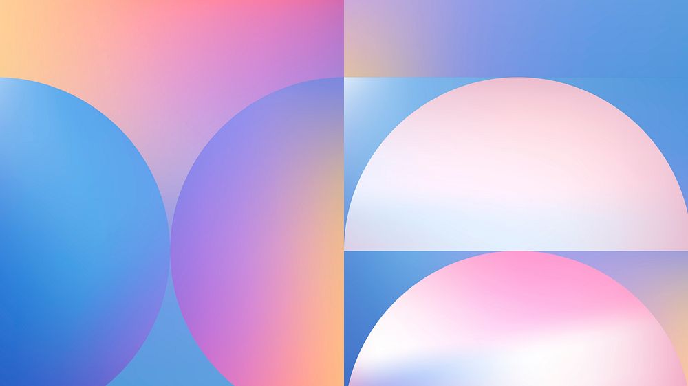 Bauhaus desktop wallpaper, pink holographic gradient vector