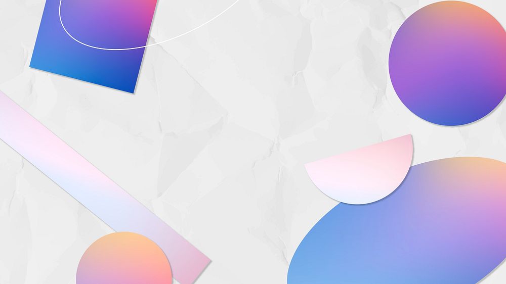 Abstract memphis desktop wallpaper, gradient geometric shapes