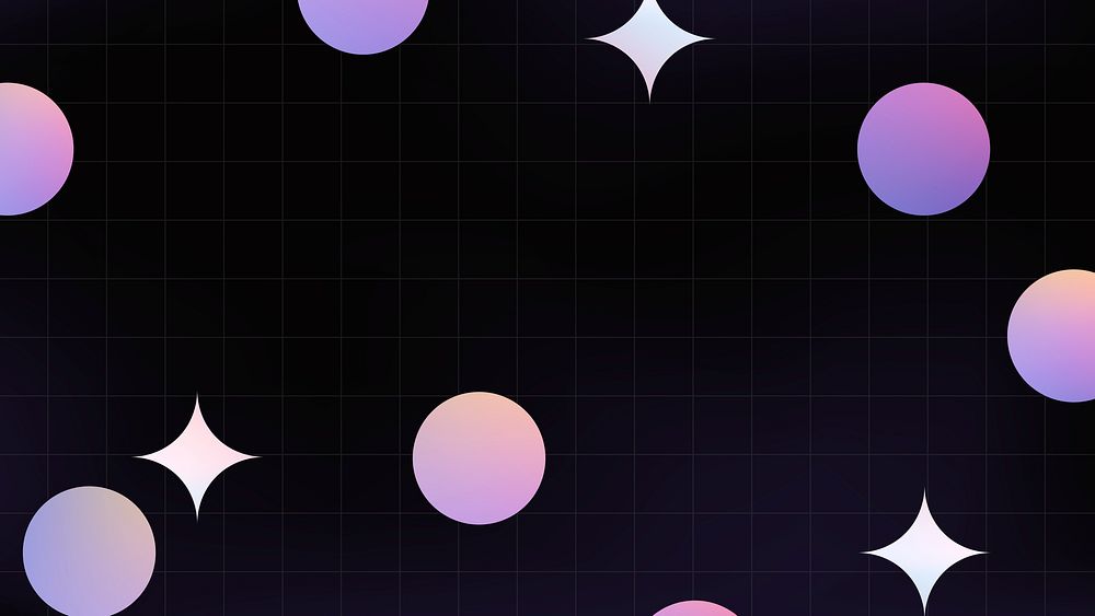 Geometric desktop wallpaper, holographic shapes cute stars