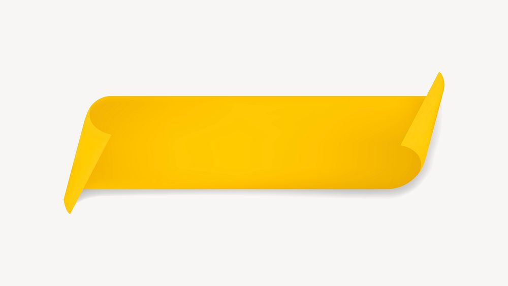 Yellow ribbon sticker, blank banner vector design space
