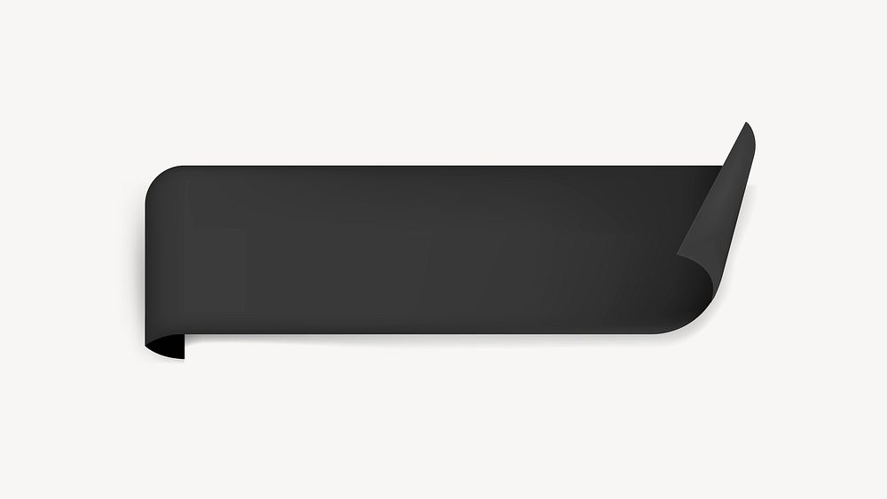Black ribbon sticker, blank banner vector design space
