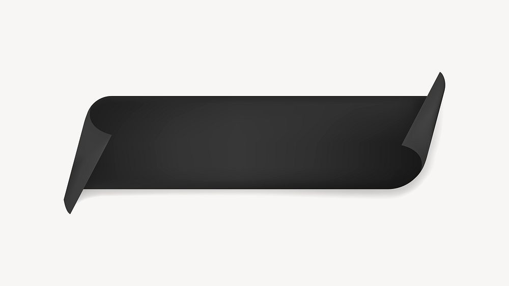 Black ribbon sticker, blank banner vector design space