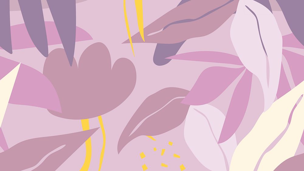 Purple leaf desktop wallpaper, memphis pattern background vector