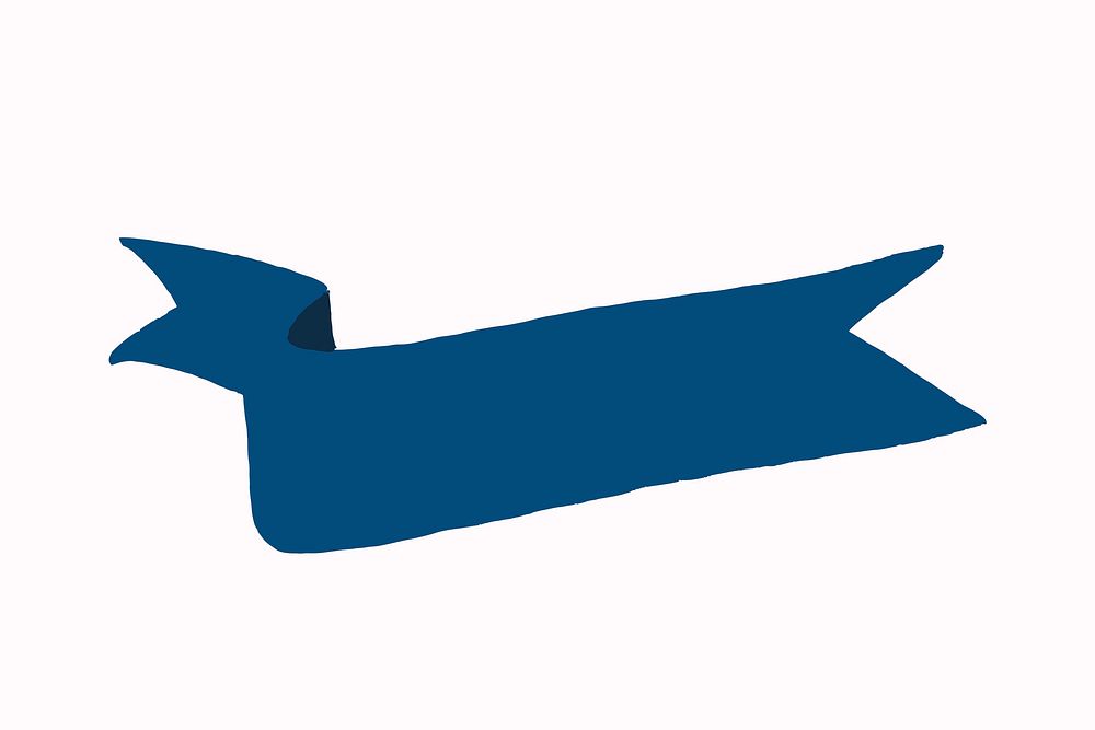 Ribbon banner sticker vector, blue flat design