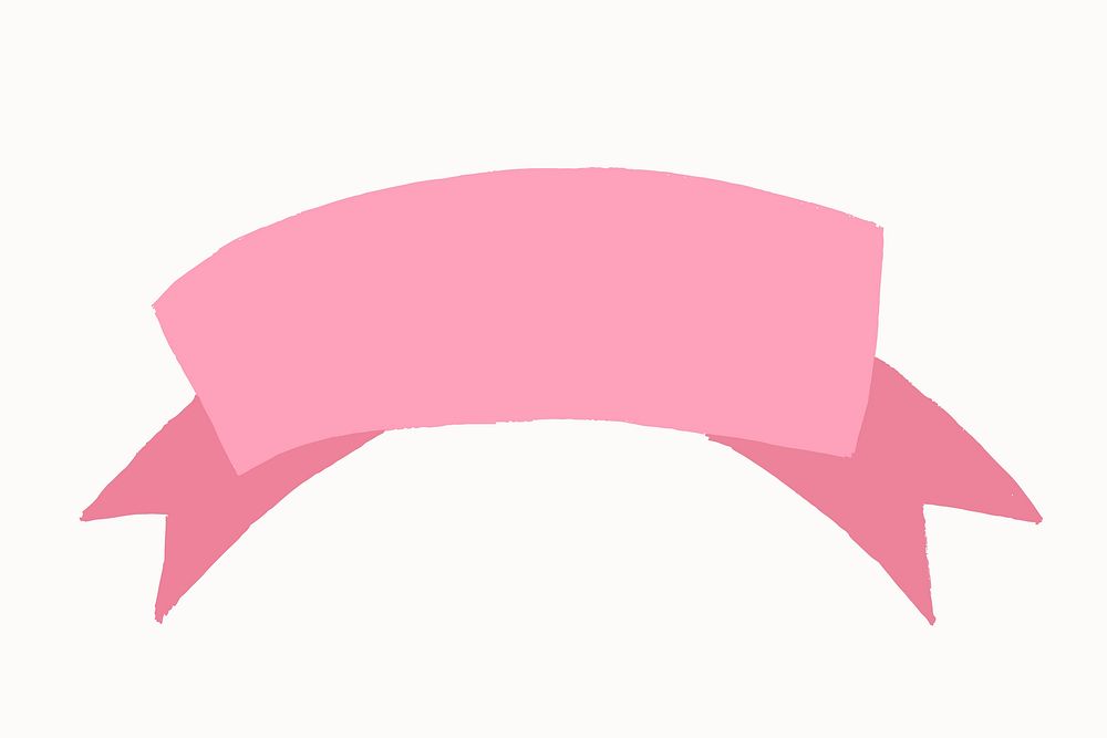 Ribbon banner sticker vector, pink label flat design