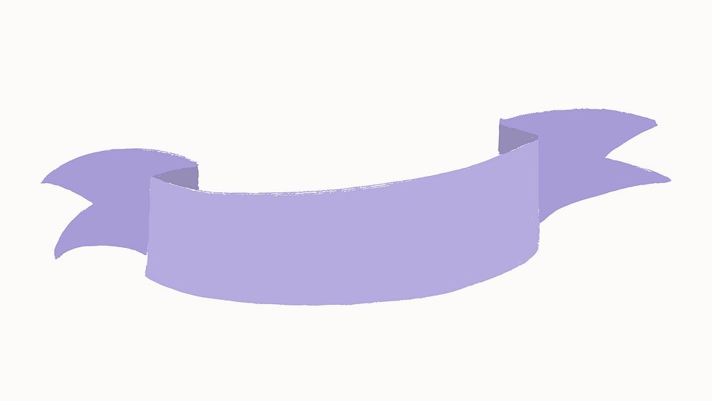Ribbon banner sticker vector, pastel purple flat design