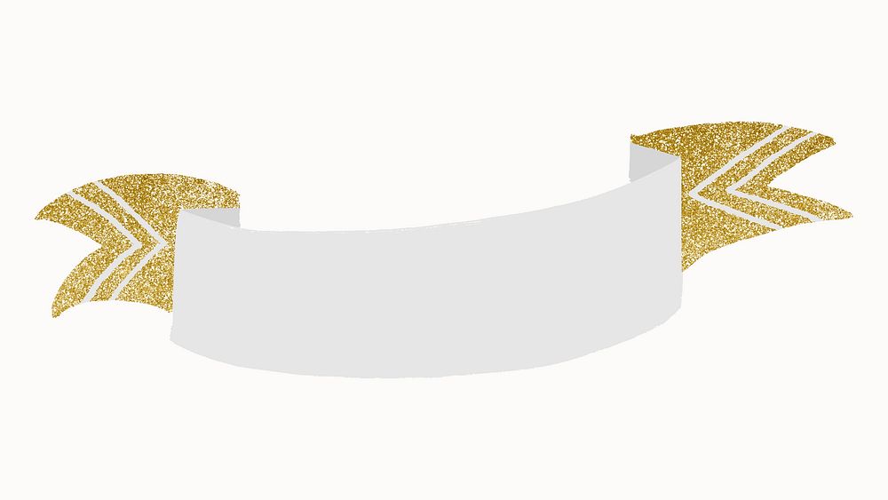 Aesthetic gold ribbon banner, white label design
