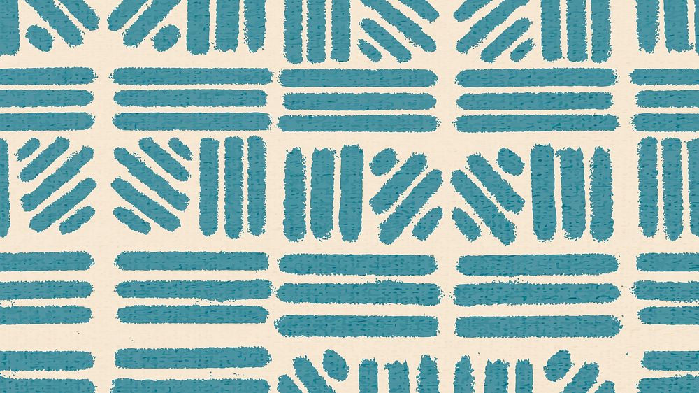 Striped pattern desktop wallpaper, ethnic background vector in blue