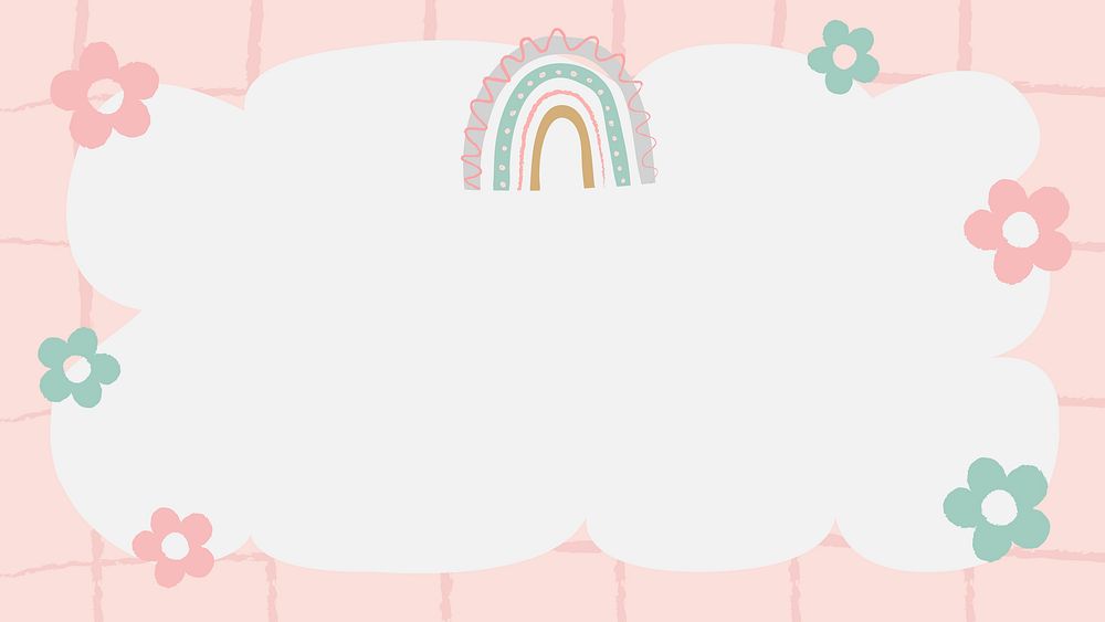 Cute frame, doodle rainbow border vector