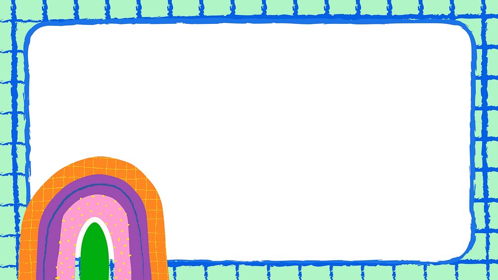 Funky rainbow frame, doodle border design vector