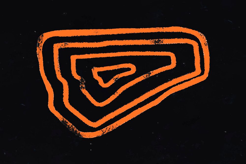 Orange abstract shape sticker, doodle line art design vector