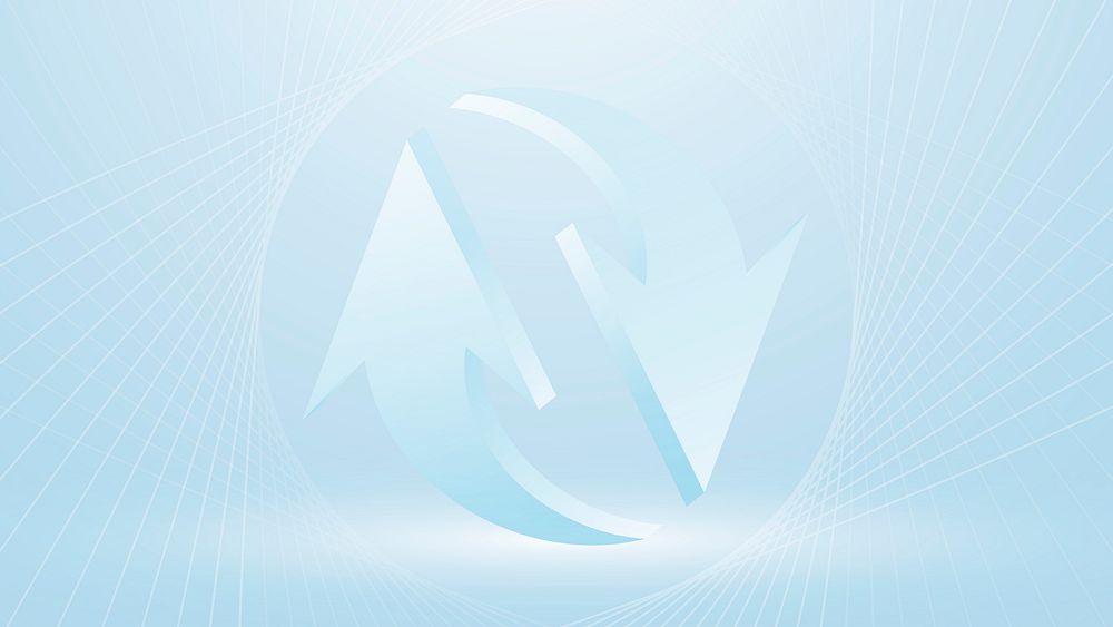 Arrow business computer wallpaper, gradient blue background vector
