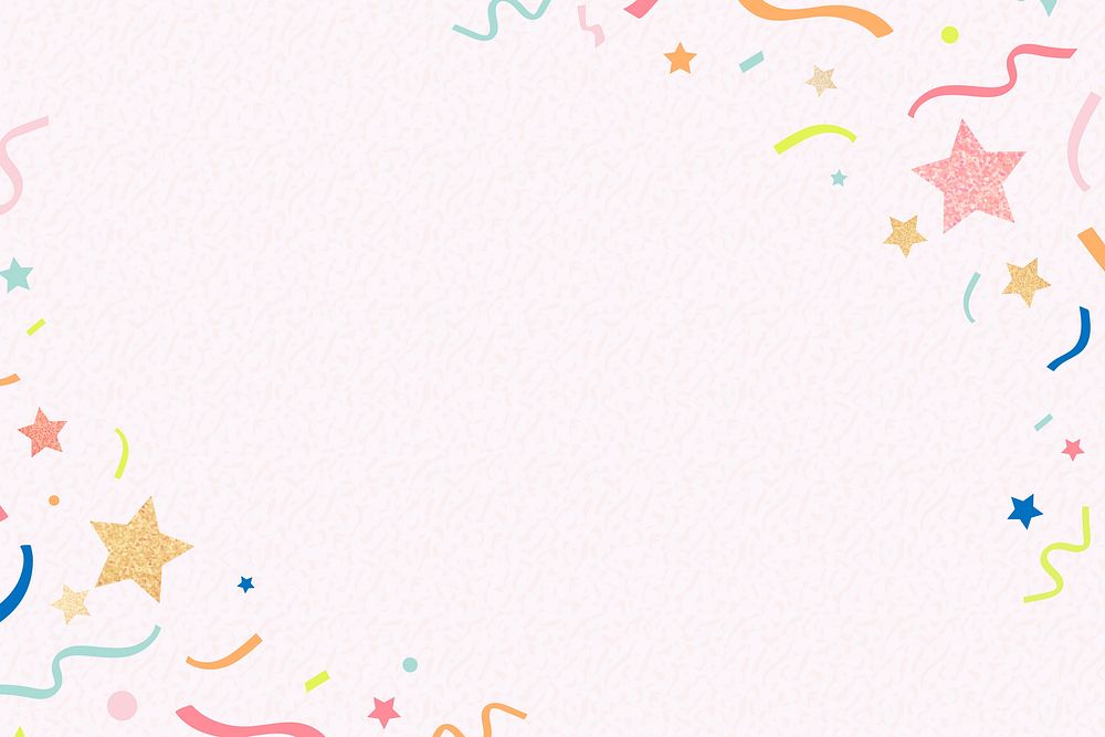 Pink frame background, shiny ribbons, colorful and festive design