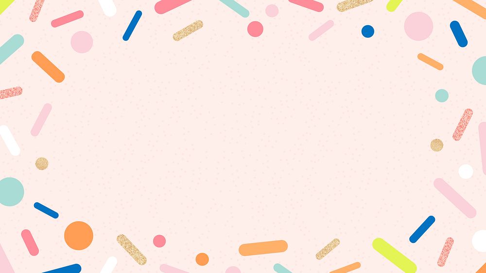 Birthday party frame computer wallpaper, cute pink sprinkle background vector