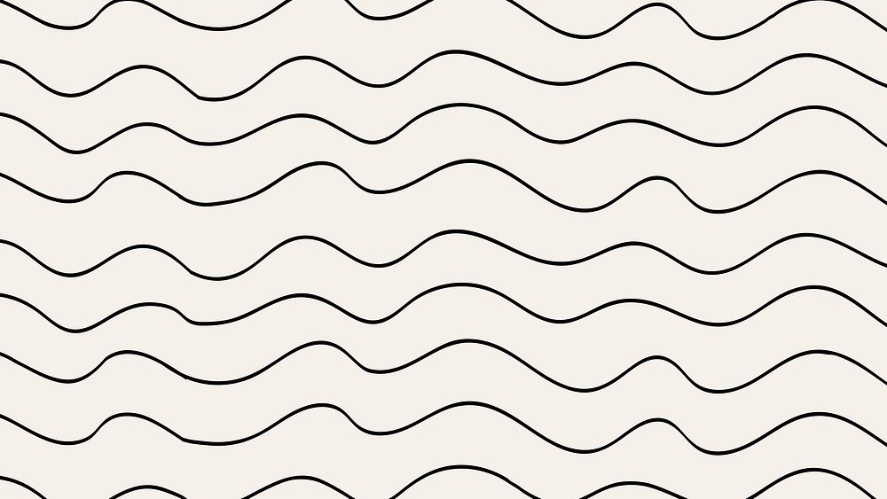 Doodle computer wallpaper, black wavy pattern design vector