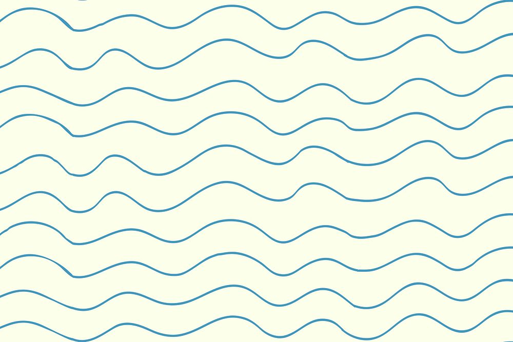 Doodle background, blue wavy pattern design vector