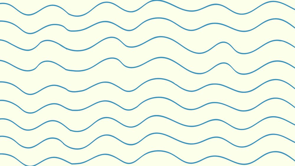 Doodle computer wallpaper, blue wavy pattern design vector