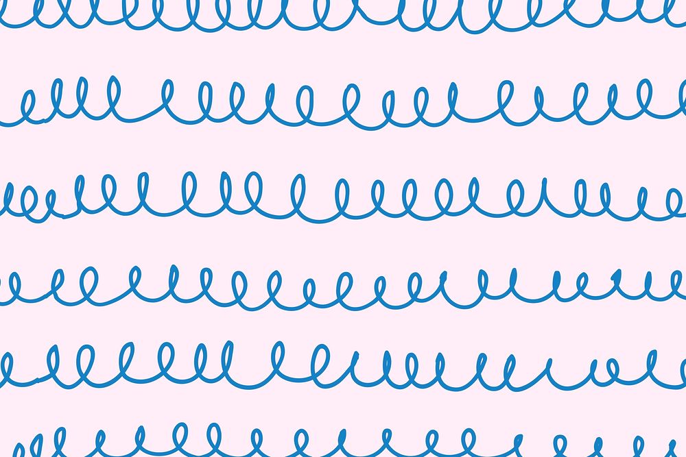 Doodle background, blue spiral pattern design vector