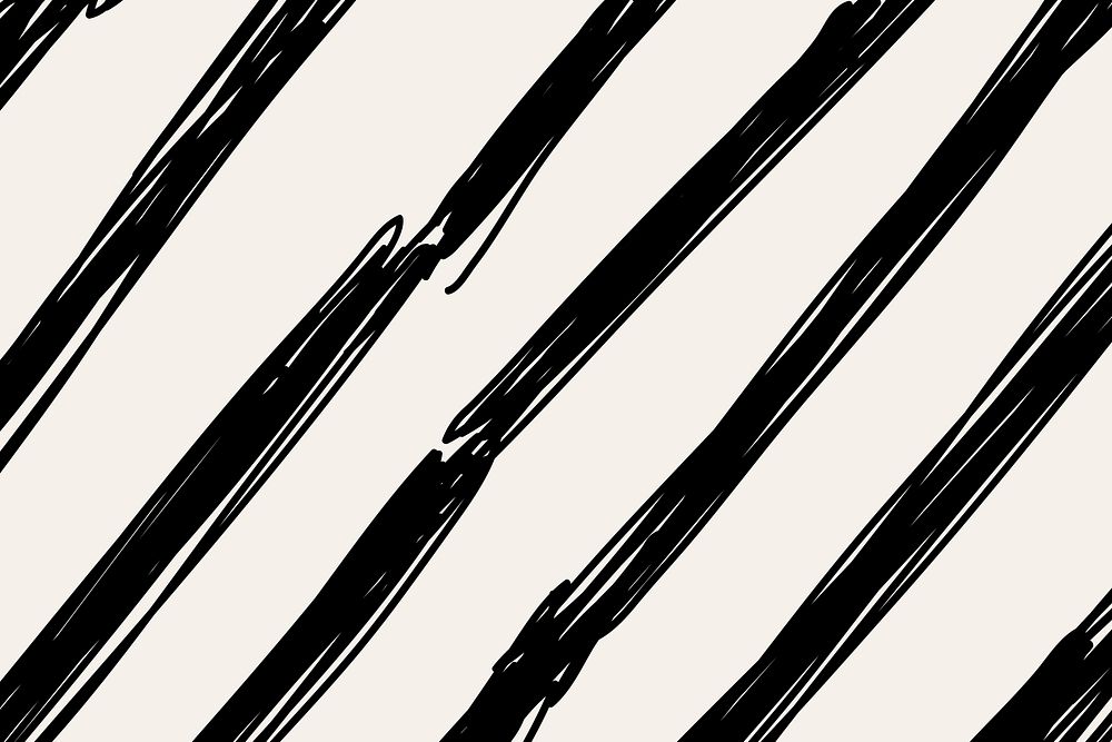 Brush pattern background black doodle vector, simple design
