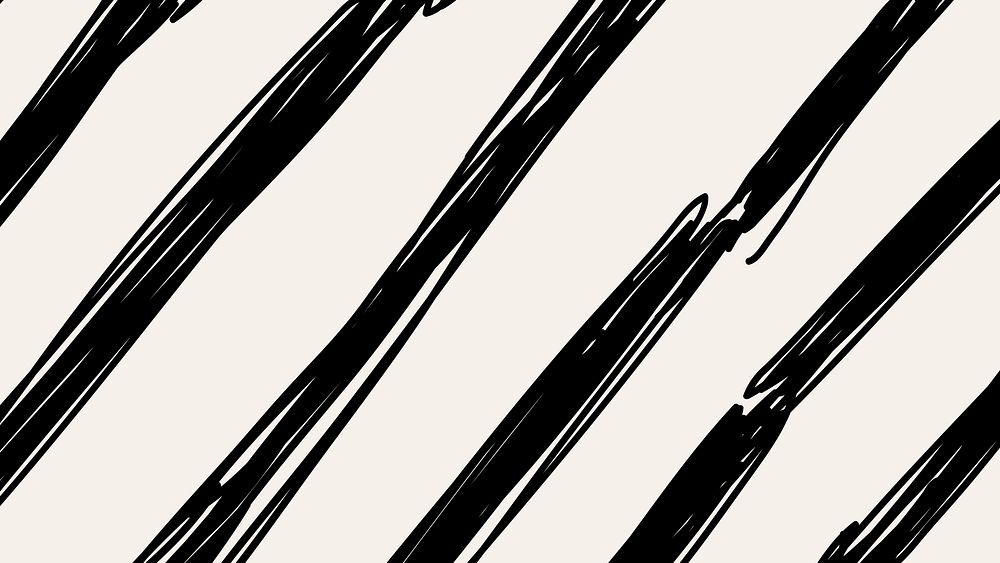 Brush pattern desktop wallpaper, black doodle vector, aesthetic background