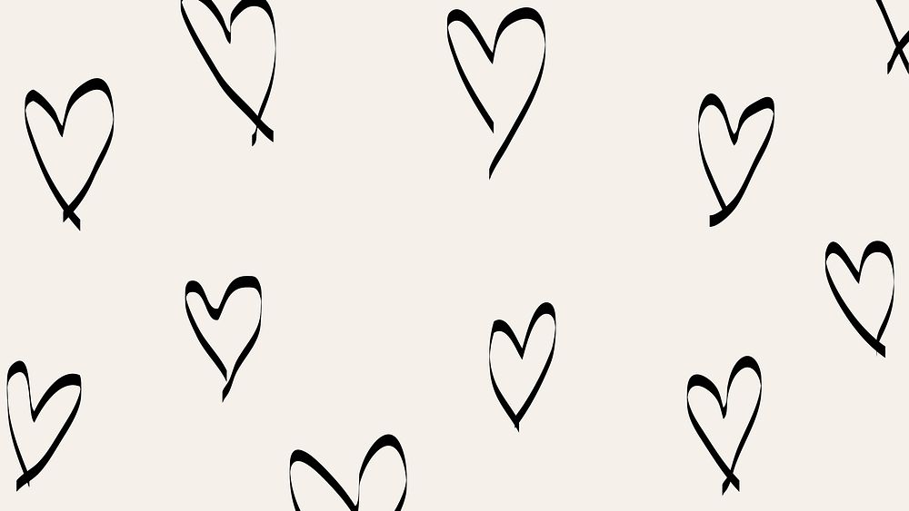 Heart pattern HD wallpaper, doodle vector, minimal background