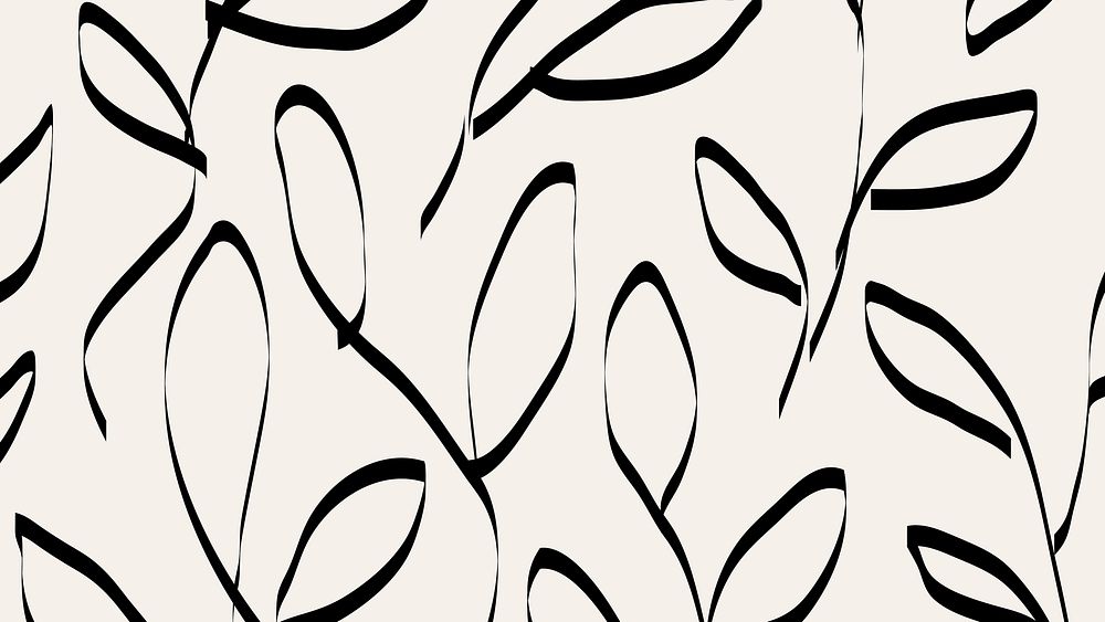 Leaf pattern HD wallpaper, black doodle vector, simple background