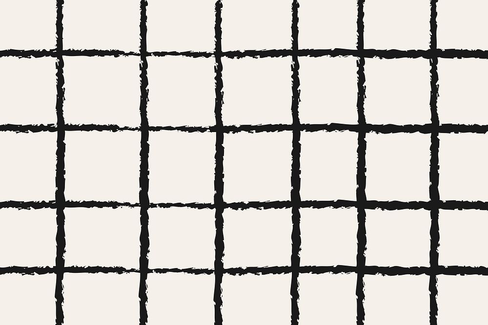 Doodle background, black grid pattern design vector