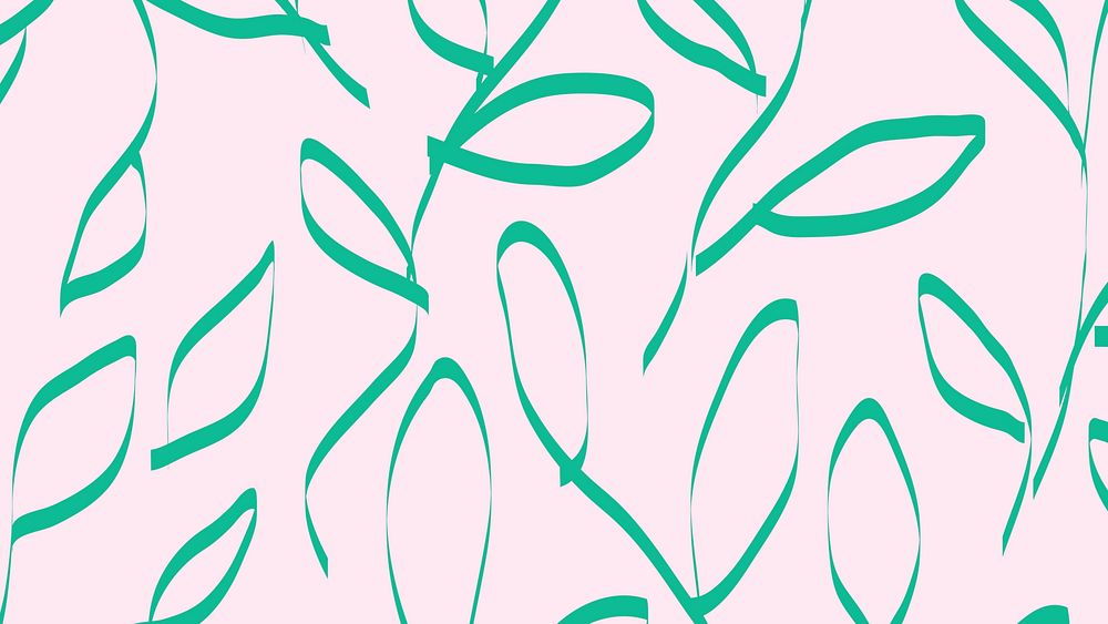 Leaf pattern HD wallpaper, green doodle vector, simple background
