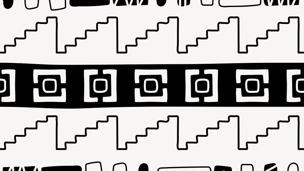 Pattern HD wallpaper, aesthetic tribal aztec design, black and white geometric style, vector
