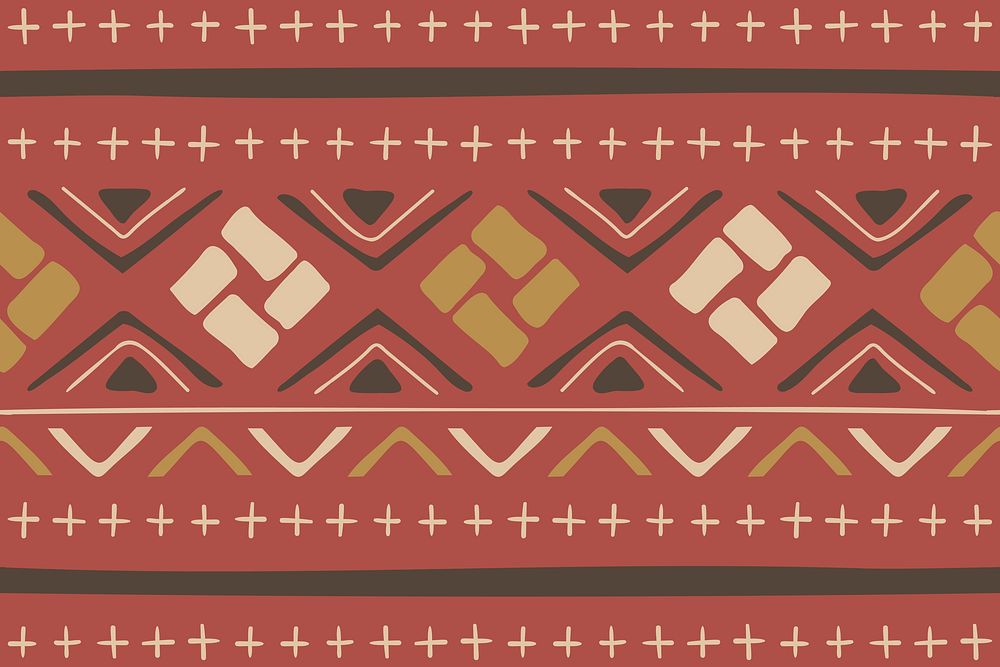 Pattern background, ethnic aztec design, red geometric style