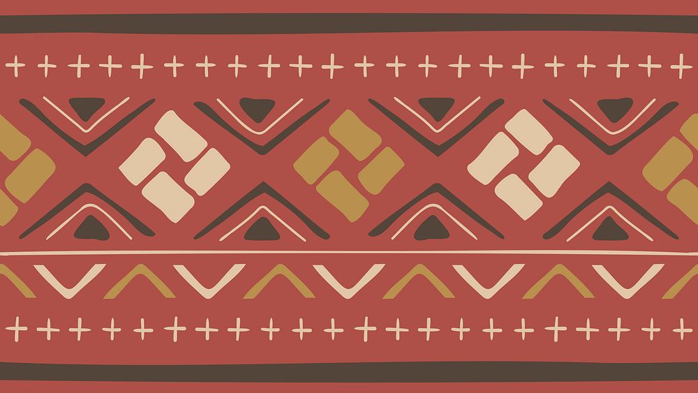 Tribal HD wallpaper, aesthetic aztec design, red geometric style