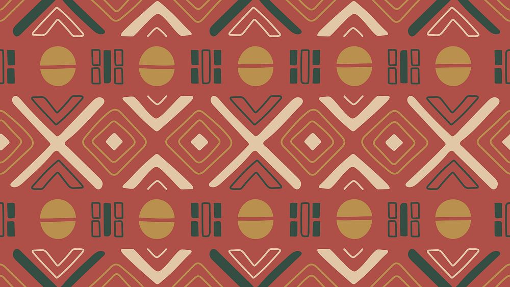 Aesthetic HD wallpaper, tribal aztec pattern design, earth tone geometric style, vector