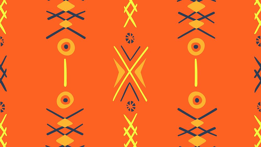 Colorful desktop wallpaper, aesthetic tribal aztec geometric pattern