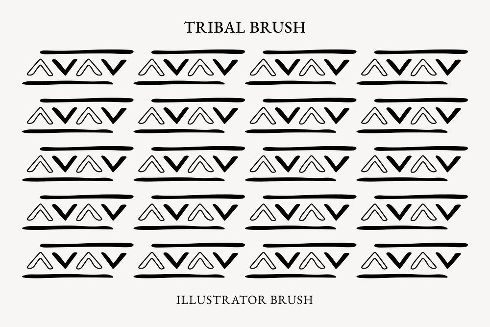 Tribal illustrator brush, black and white geometric design, vector add-on set