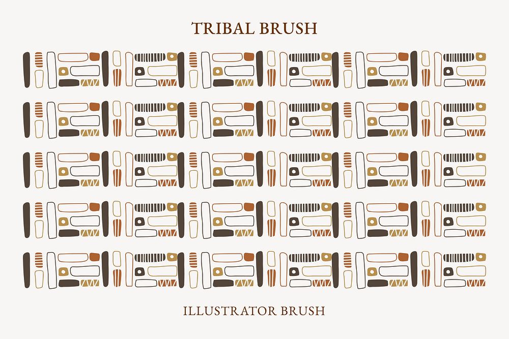 Tribal illustrator brush, earth tone geometric design, vector add-on set