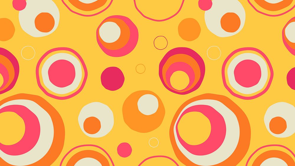 70s desktop wallpaper, geometric circle shape background vector