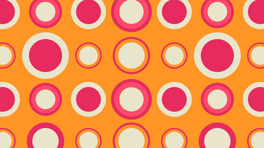 Retro orange computer wallpaper, geometric circle shape background vector