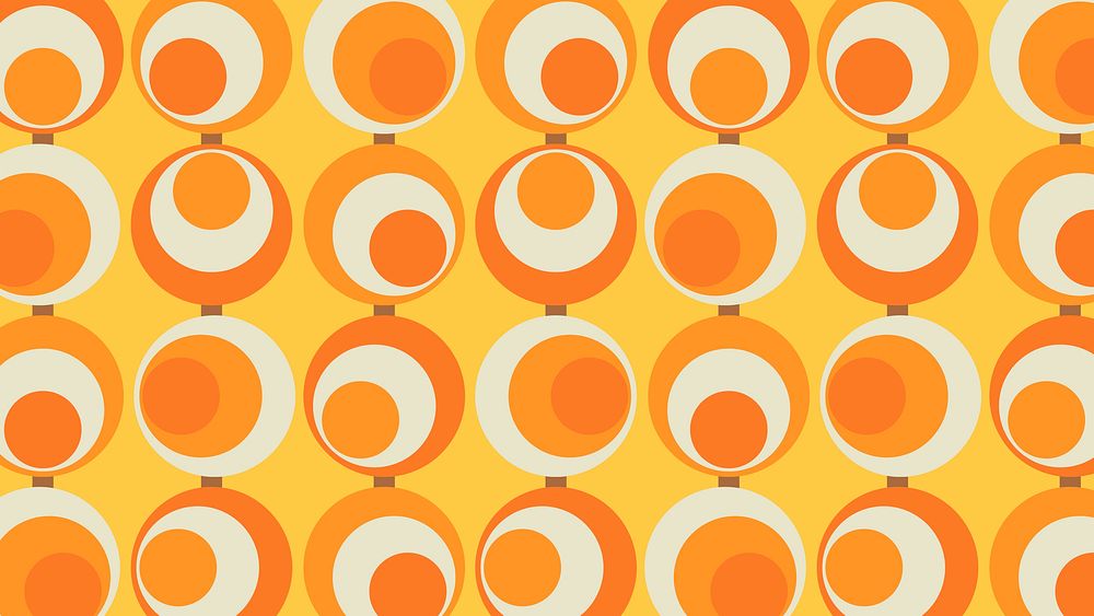 Retro yellow desktop wallpaper, geometric circle shape background