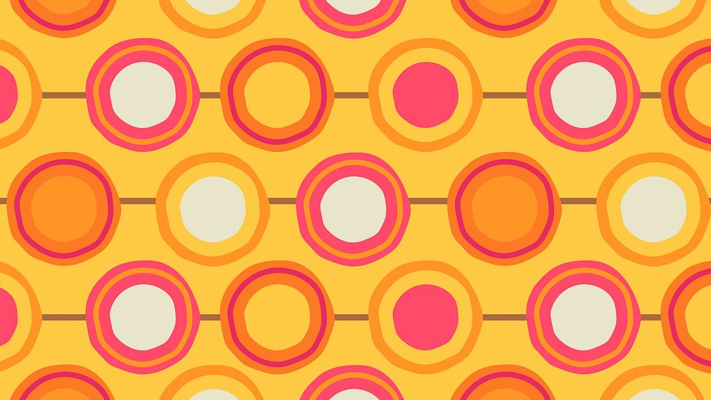 Retro orange colorful wallpaper, geometric circle shape background
