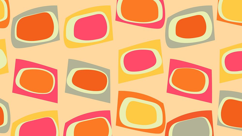 Retro colorful desktop wallpaper, abstract 70s design background vector