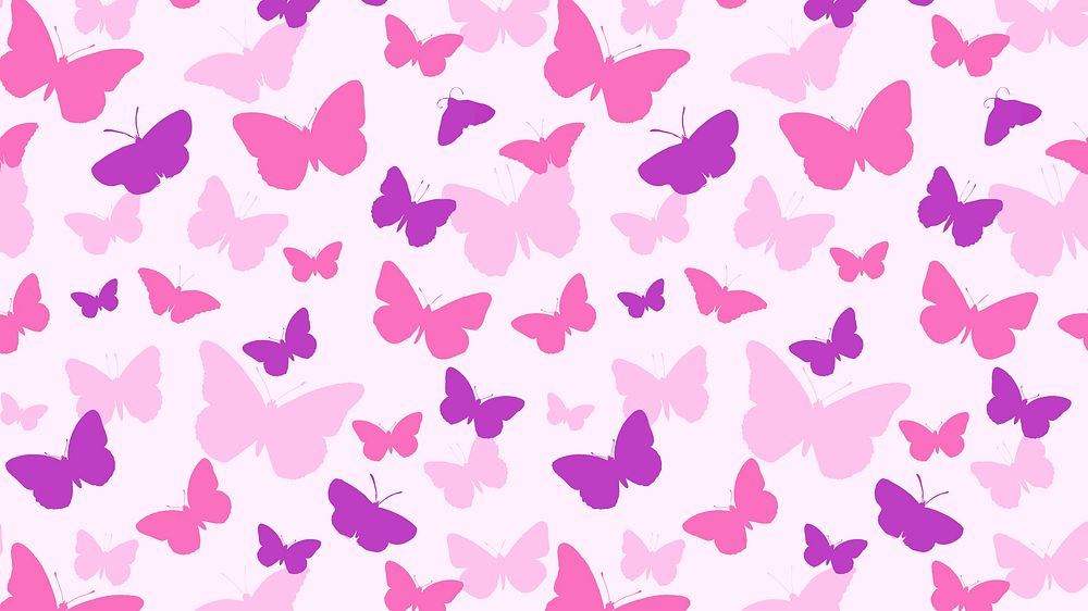 Pink butterfly desktop wallpaper, feminine design