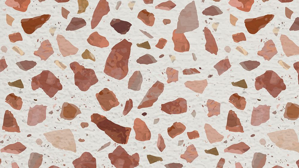 Aesthetic computer wallpaper, Terrazzo pattern, abstract brown design vector